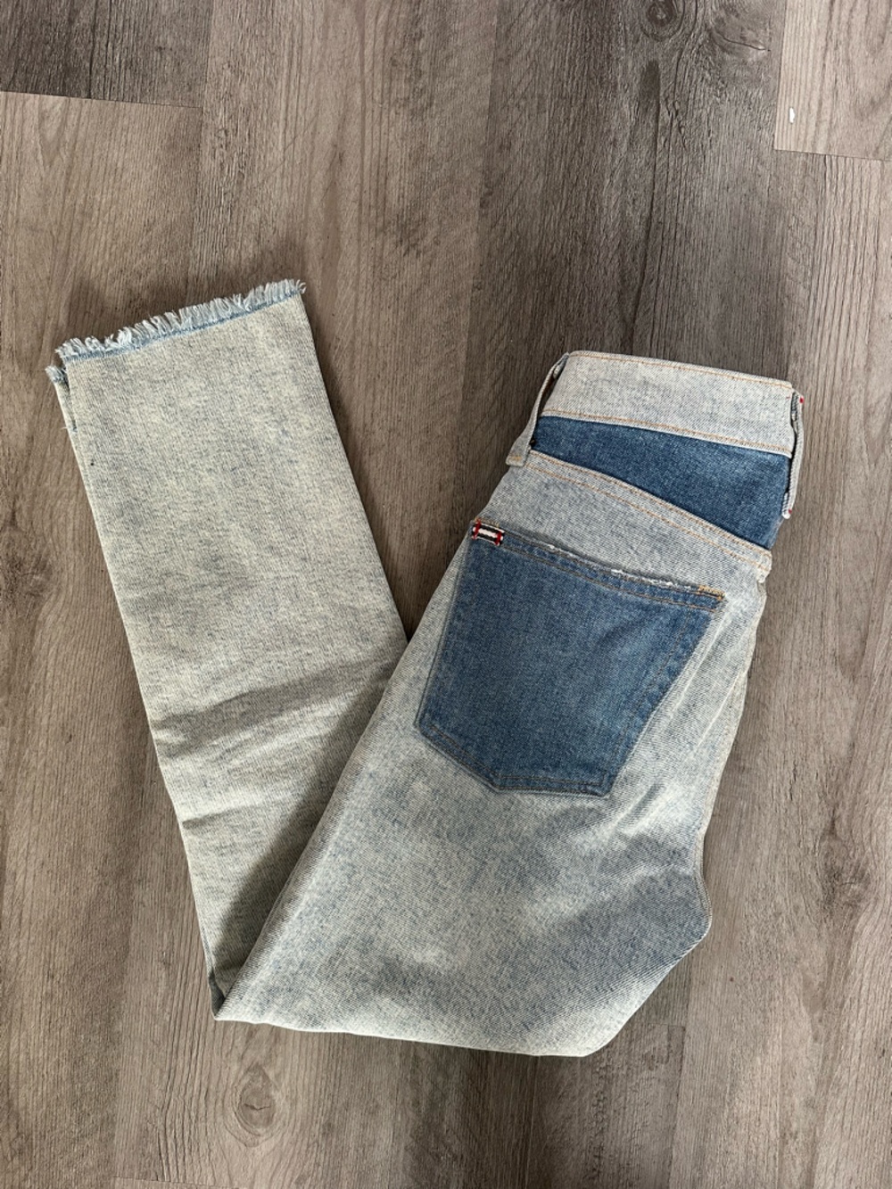 Alice + Olivia Two-Tone Straight Leg Jeans